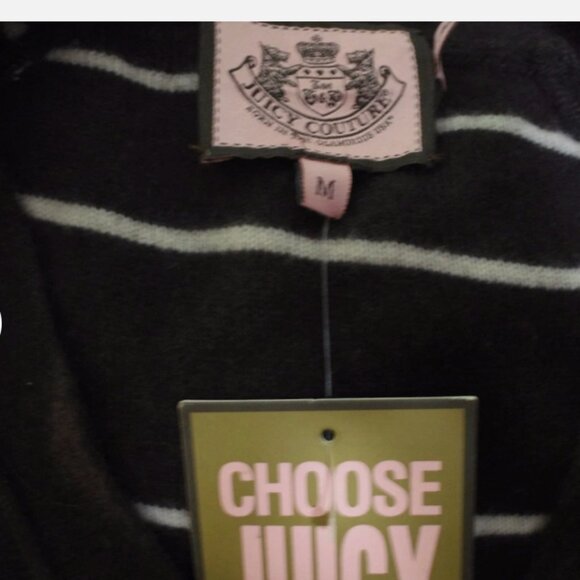 Juicy Couture cashmere wool Brown striped gold Button-Up Cardigan size M - Picture 6 of 6